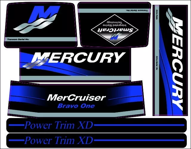 Mercruiser The New Best Quality  Blue  Bravo One  W/Blue Rams Sticker Set