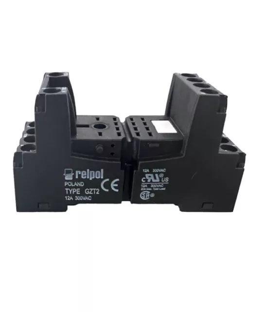 Pack of 10. GZT2-BLACK 8-pin Industrial Relay Base, Black (Pack of 10)