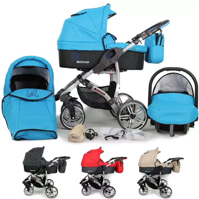 ★★ Cochecito Carrito Bebe 3in1 Combi SILLA de COCHE, CAPAZO  Ruedas Giratorias