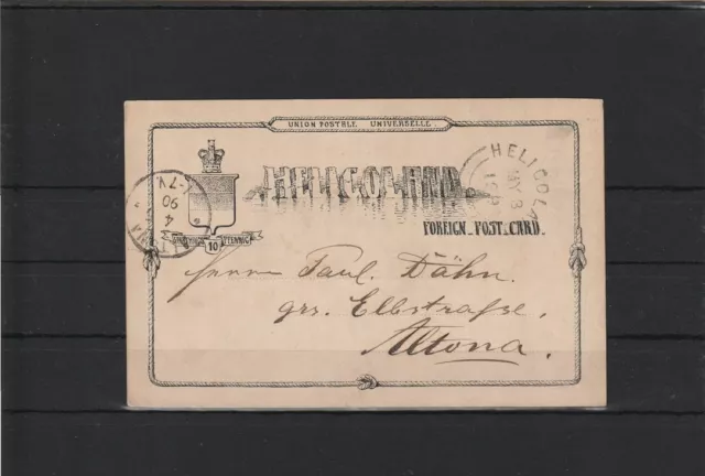 Helgoland 10 Pf. Ganzsache Karte nach Altona, 1890 #1104300