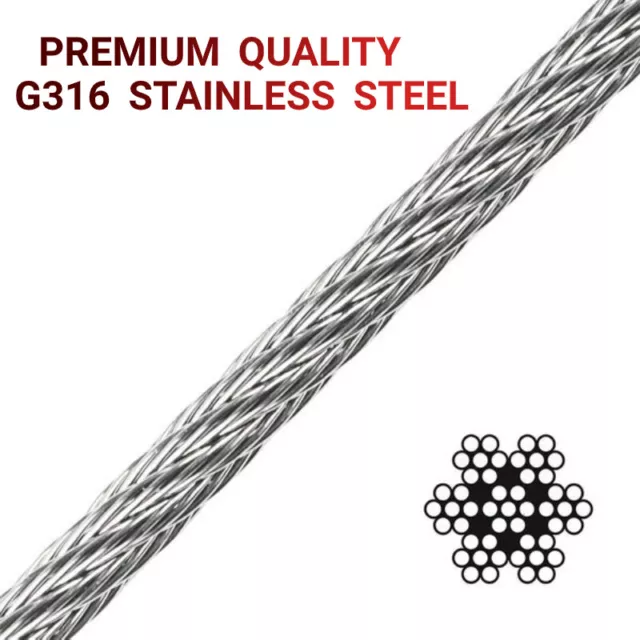 Marine Stainless Steel Wire G316 Wire Balustrade Cable Rope 3.2mm 7x7 Decking 2