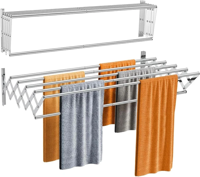 Rail Wall Drying Rack CLOTHES AIRER DRYING Rack Wall Mounted Clothes Rail Wall Mounted ...