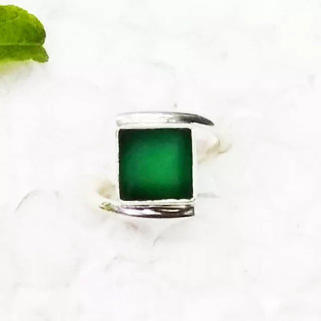 925 Argent Sterling Vert Onyx Bague Handmade Bijoux Pierre Précieuse Tout Taille