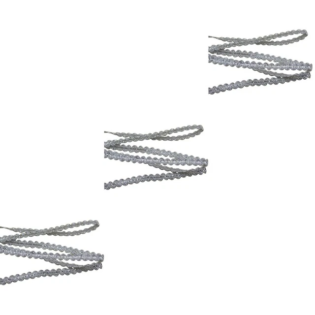 3 piezas Borde trenzado Gimp 0,6 cm poliéster tejido trenzado trenza cinta metálica