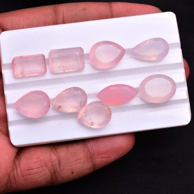 9 Pcs Natural Rose Quartz 15mm-18mm Faceted Cut Untreated Loose Gemstones Lot