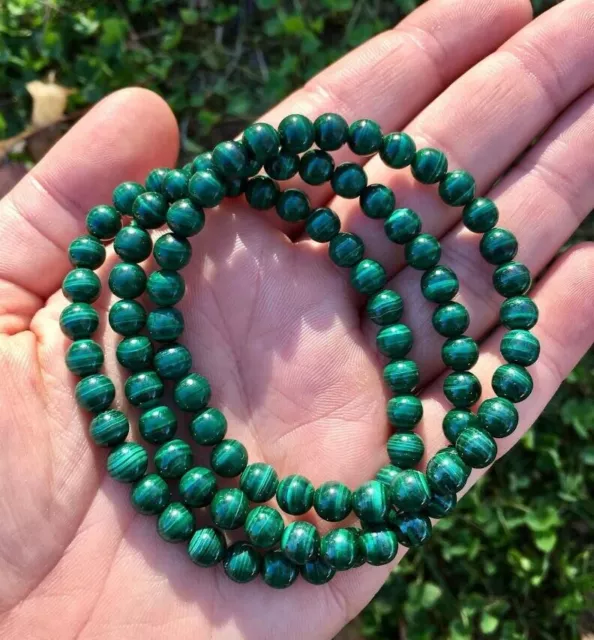 6MM Genuine Malachite Round Beads Healing Reiki Balance Women Stretch Bracelet