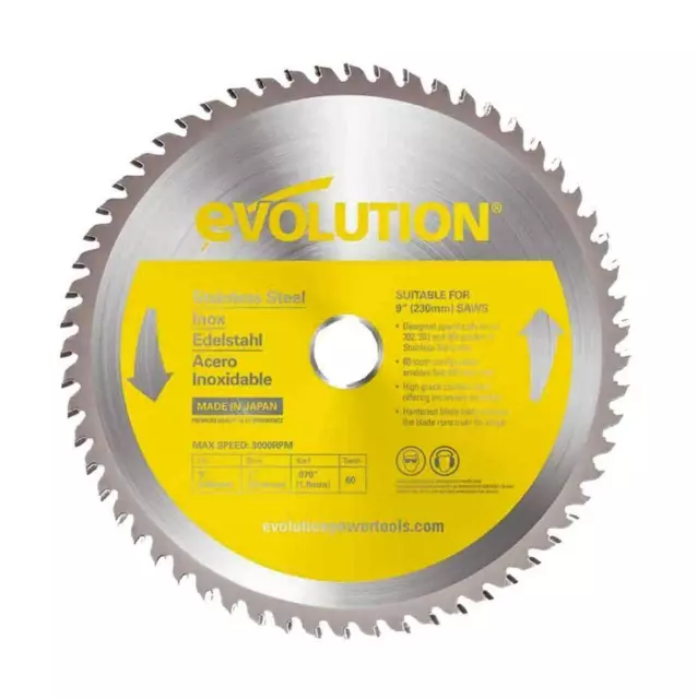 230mm x 60T x 25.4mm Stainless Steel Circular Saw Blade - S230TCT-60CS