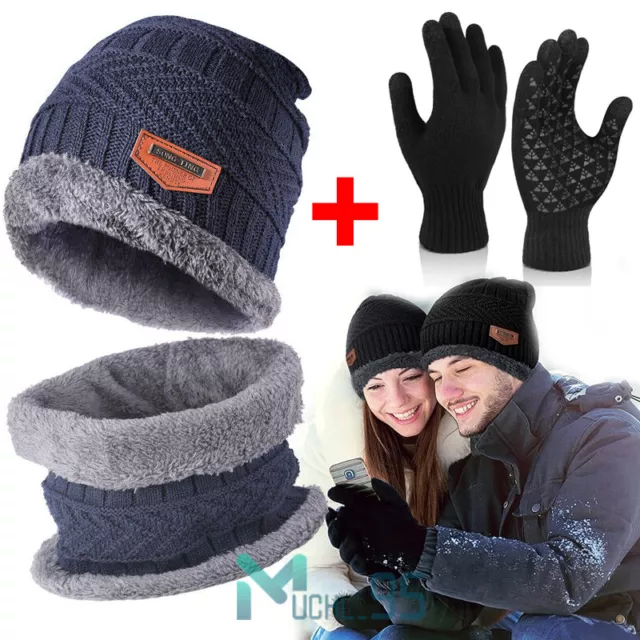 Juego De 3 Bufandas Gorros Y Guantes Para Mujer Hombre Elegantes Invierno Suaves