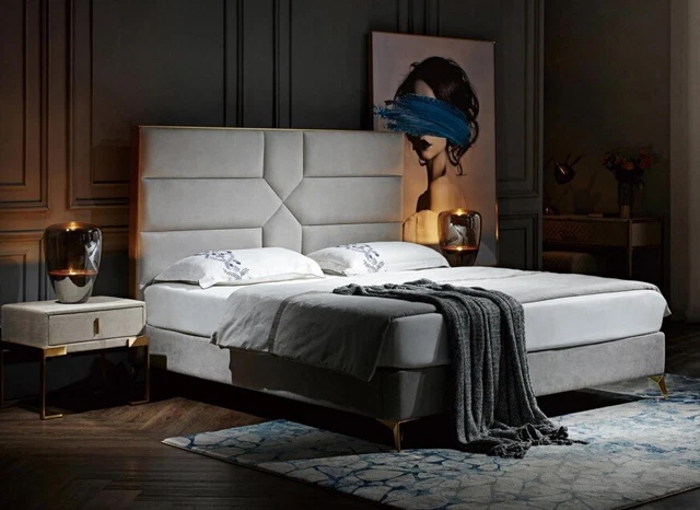 Lit Double Chambre à Coucher Hôtel Ehe Luxe 2x Table de Chevet 3tlg. Set Lits