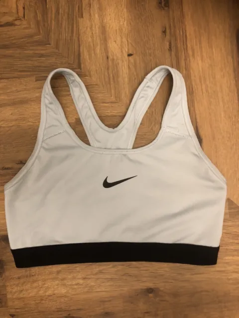 Nike Swoosh Dri-Fit Sports Bra Top Grey - Gym Cropped Vest Top Size Medium