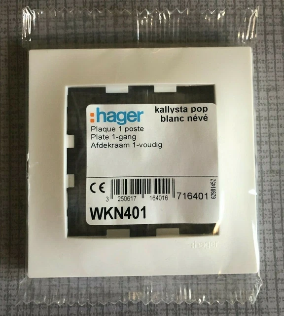 WKN401 Hager Plaque 1 poste Kallysta POP Blanc Névé Neuf dans l'emballage