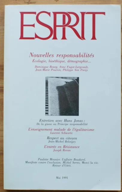 ESPRIT numéro 5 mai 1991 - Responsabilités - écologie, bioéthique, démographie