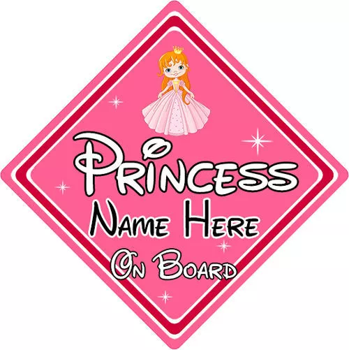 Baby On Board Car Sign - Disney Princess - Pink - Personalised