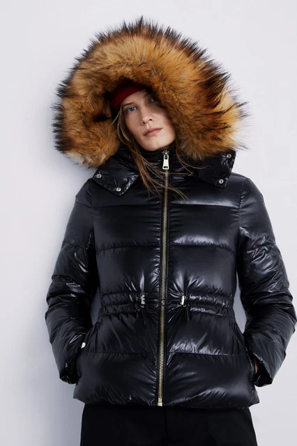ZARA WOMAN NEW AW18 Shiny Down Puffer Jacket Black Size L