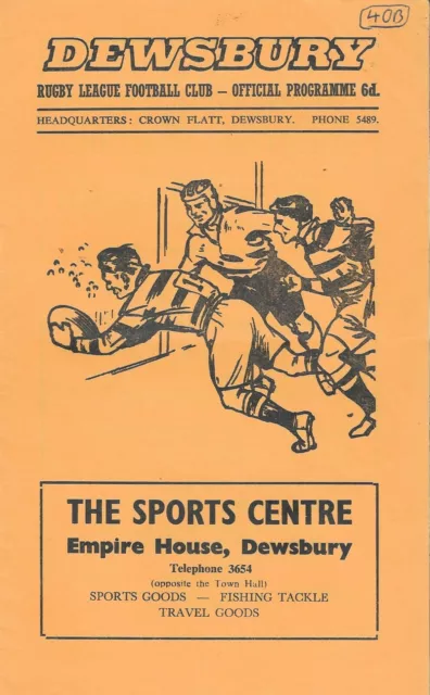 Dewsbury v Bradford Northern Rugby League Programme (25/1/69)