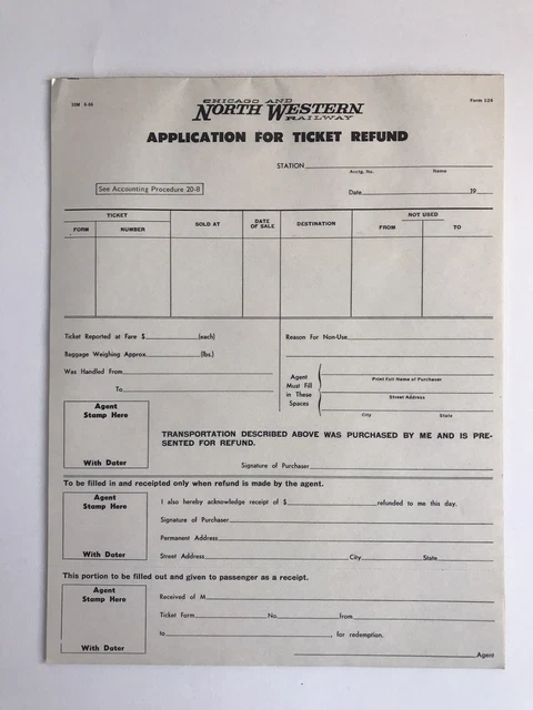 Chicago and North Western Railway Form 124 lot of (10) print date 1966 Railroad