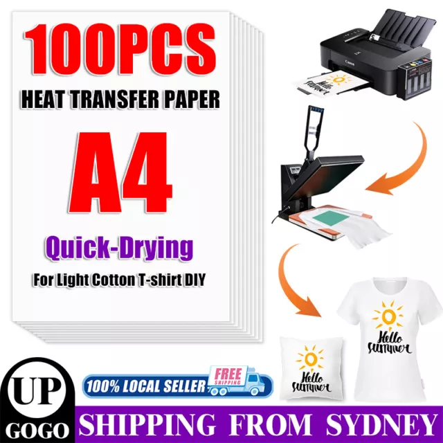 100 Sheets A4 Heat Sublimation Transfer Paper For Light T-shirt Inkjet Printer