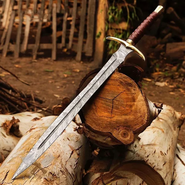 Hand Forged Damascus Steel Viking Sword Sharp Battle Ready Medieval Sword Gift