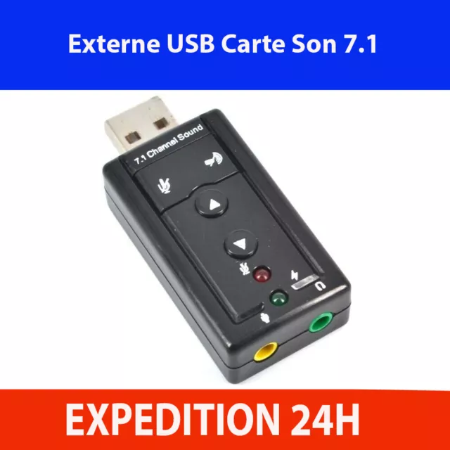 Externe USB Carte Son 7.1 Canaux 3D Audio Adaptateur 3.5mm Casque MIC  PC Bureau
