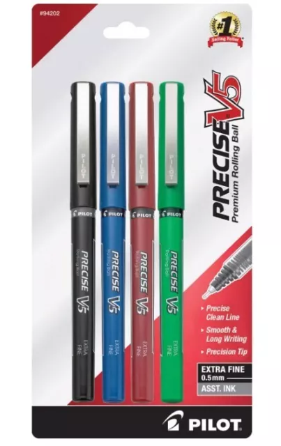 PILOT Precise V5 Stick Liquid Ink Rolling Ball Stick Pens Black/Blue/Red/Green