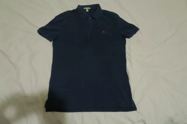 Burberry Brit Cassius Metal Logo Pique Knit Polo SS16 Navy Blue Medium