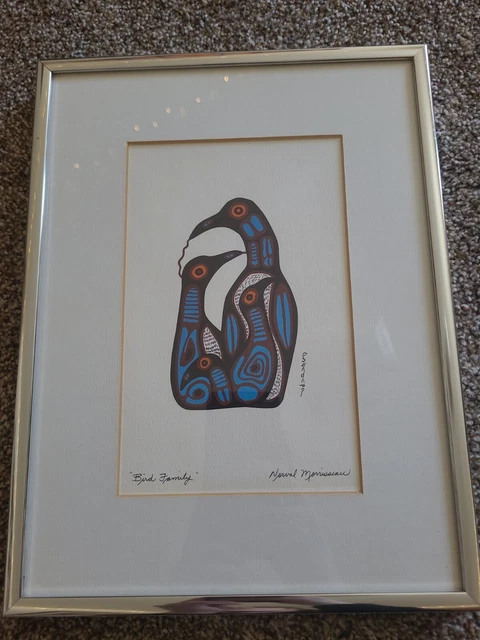 BIRD FAMILY - 6" x 9" -  card by Norval Morrisseau