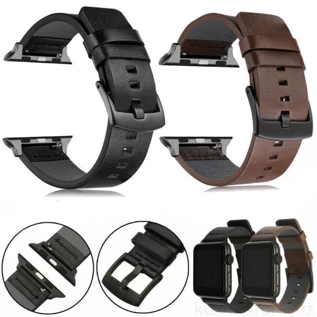 Genuine Leather Iwatch Band Wrist Strap For Apple Watch Series 9 8 7 6 5 4 38-45