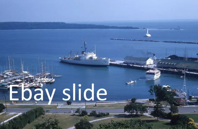 2 orig 1959 35mm Kodachrome slides - Mackinac Island, MI harbor scenes