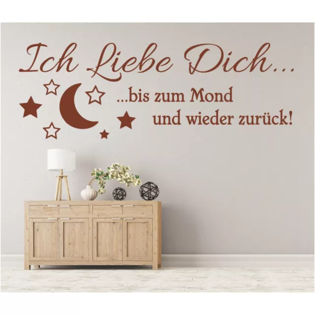 Wandtattoo Ich Liebe Dich bis zum Mond zurück Wandaufkleber Spruch Kinderzimmer