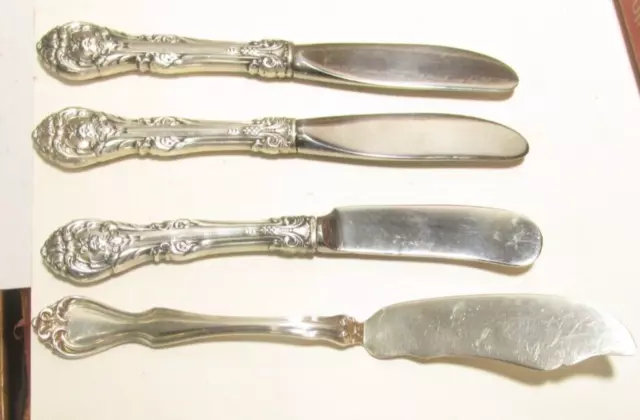 4 Vintage Sterling Silver Butter Knives !!!