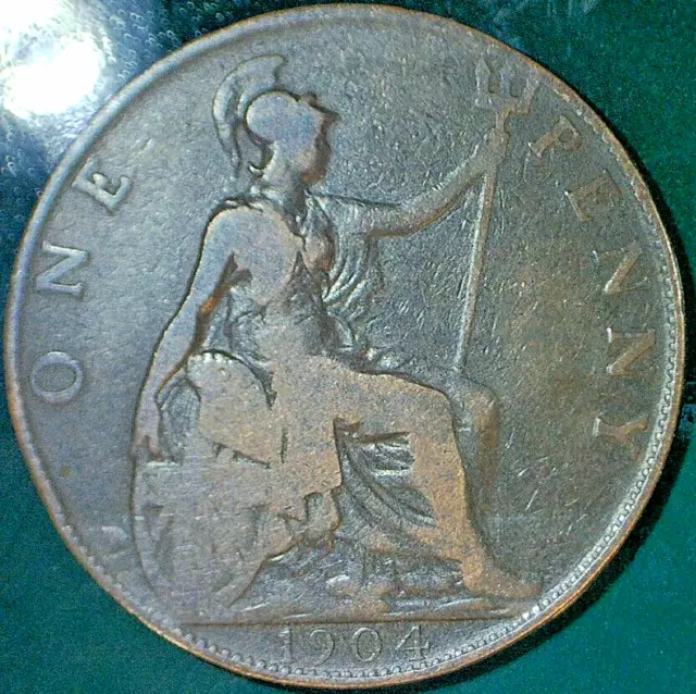 1904 United Kingdom King George "V" Bronze Composition  1-Penny Coin Km# 794