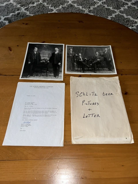 Antique SCHLITZ BREWING COMPANY Photographs And Letter To The Company-8x10”’