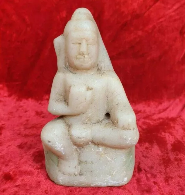 1850's Old Vintage Antique Marble Stone Hand Carved Lord Shiva Figure / Statue