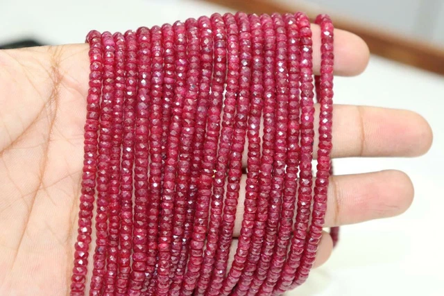 13 " 1 Line Lose Strand Rot Corrandum Edelstein Rondell 4-5 MM Facettierte