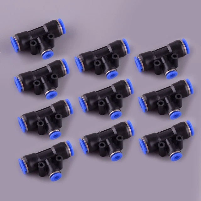 10pcs Pneumatic Reduced T Union Push In Fitting Connector Tube 3/8" To 1/4"