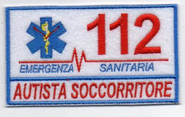 Patch Ricamo Toppa 112 Autista Soccorritore Emergenza Sanitaria Ambulanza Divisa