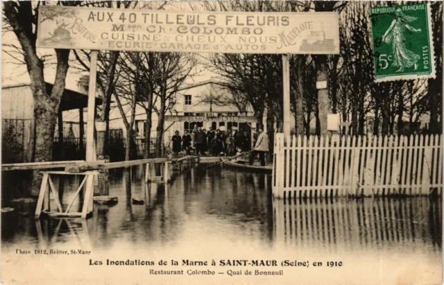 CPA AK Floodations 1910 St-MAUR Restaurant COLOMBO Quai de Bonneuil (869578)