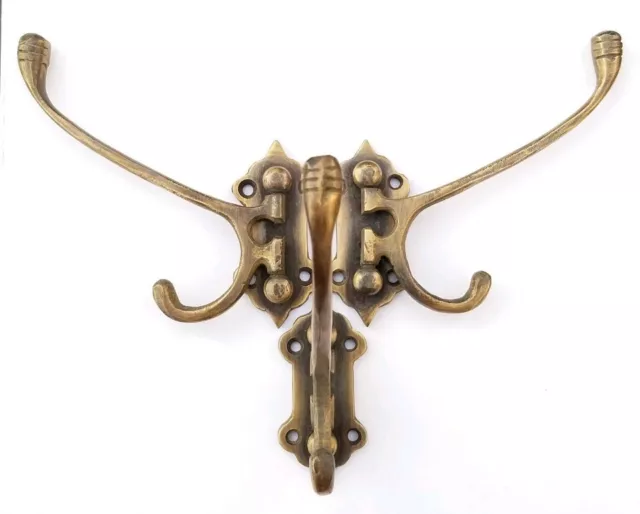 2 Old Style Solid Brass Double Wall Mount 180° Swivel Coat Hat Towel Hooks #C24 2