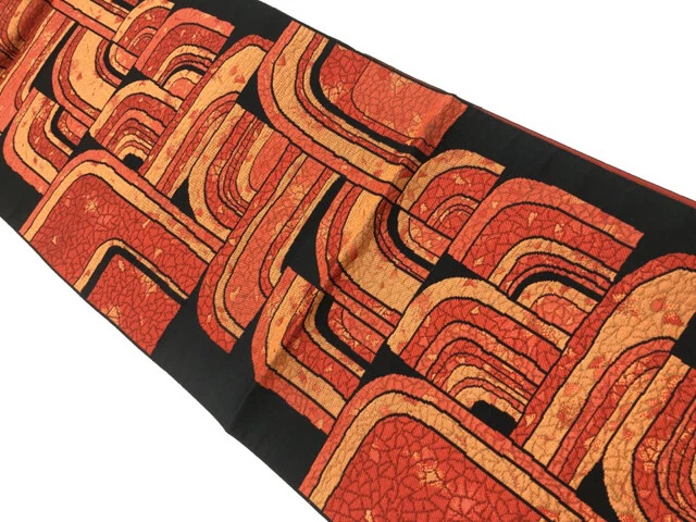 6484068: Japanese Kimono / Vintage Nagoya Obi / Woven Abstract Pattern