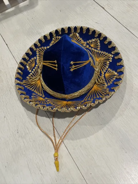Mexican Sombreros Gonzalez  Authentic Youth Hat Blue Velvet Mexico Mariachi