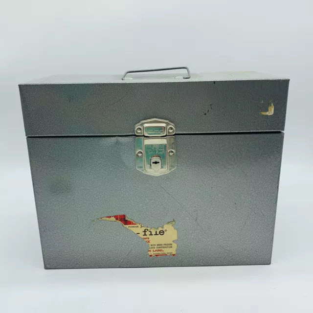 VINTAGE METAL FILE Box Travel 10" Tall PortaFile Hamilton Skotch
