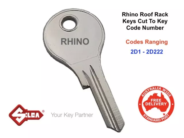 Rhino Roof Rack Keys Made To Code Number-Thule,Rola,-FREE POST Codes:2D1 - 2D222