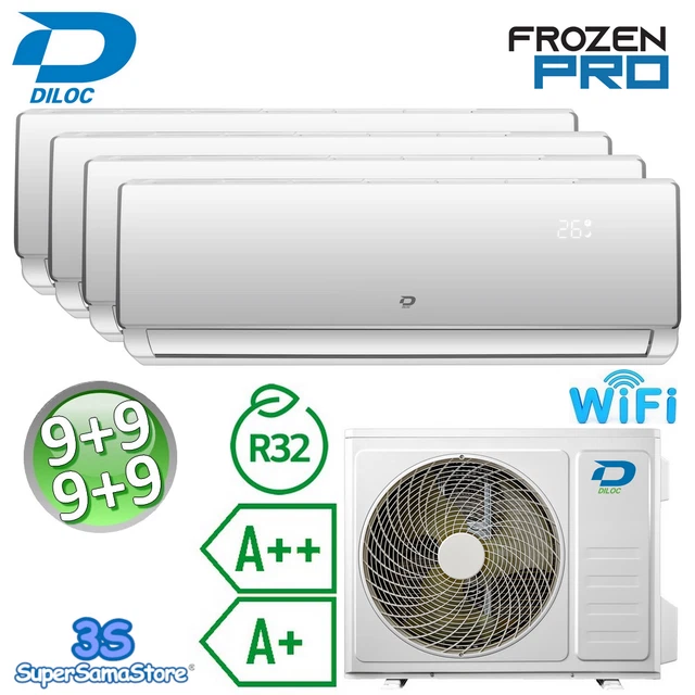 3S CLIMATISEUR QUADRI SPLIT 2,5+2,5+2,5+2,5 Kw R32 A++/A+ DILOC FROZEN PRO WIFI
