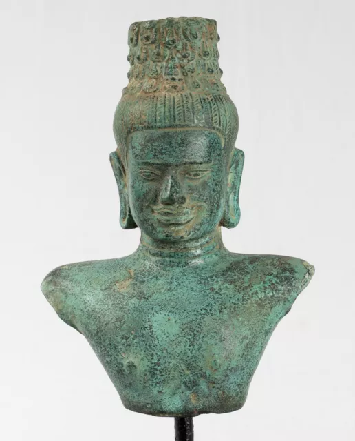 Antique Khmer Style Bronze Vishnu Torso Statue - Protector & Preserver -24cm/10"