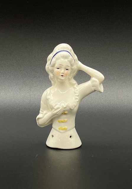 VINTAGE Porcelain Ceramic Victorian Lady 3-5/8”  4544 HALF DOLL Germany