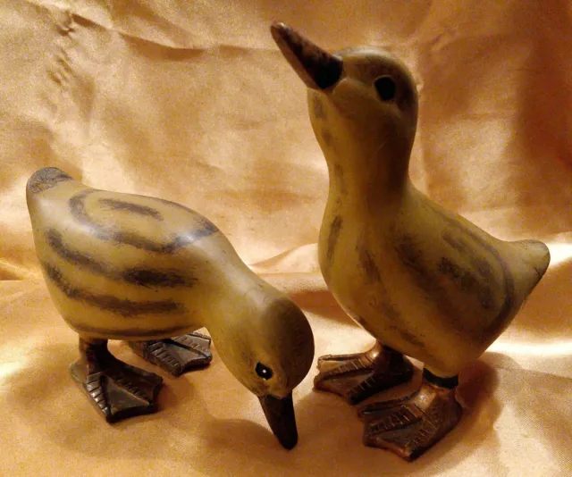 Beautiful Pair Of Ceramic  Brown And Gold Ducks In Excellent Cond.