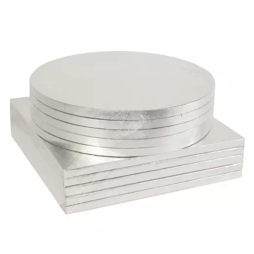 Round & Square Silver Cake Board Drum Base 12mm Thick Pack of 5