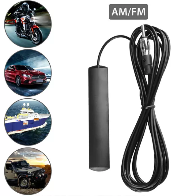 Car Antenna Internal Glass WindscreenA Mount AM FM Radio Amplified Aerial Black