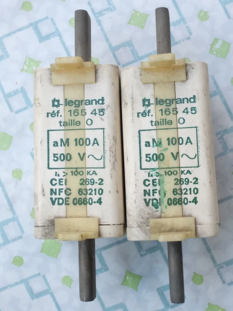 2X Legrand 0 165 45 Cartouche 100A couteau aM taille 0 avec voyant Lot de 2 2