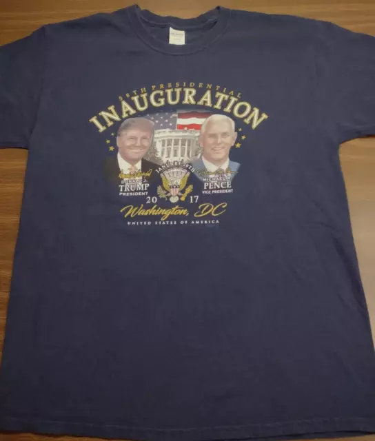 Donald Trump T-Shirt Men's Size Large Presidential Inauguration 2017 Blue Shirt